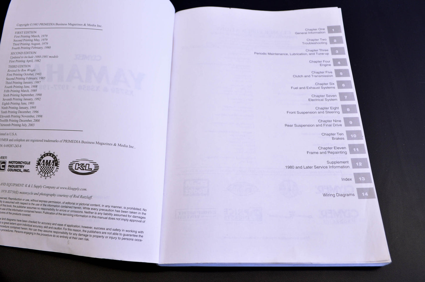 Clymer Yamaha XS750 XS850 Service Manual 77-81 XS750/850.