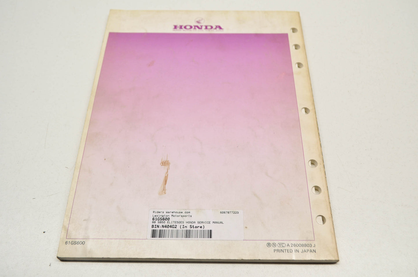 OEM Honda 61GS600, 26008803 88 SB50 SB50P Service Manual 88 SB50 ELITE50ES, SB50P ELITE50E