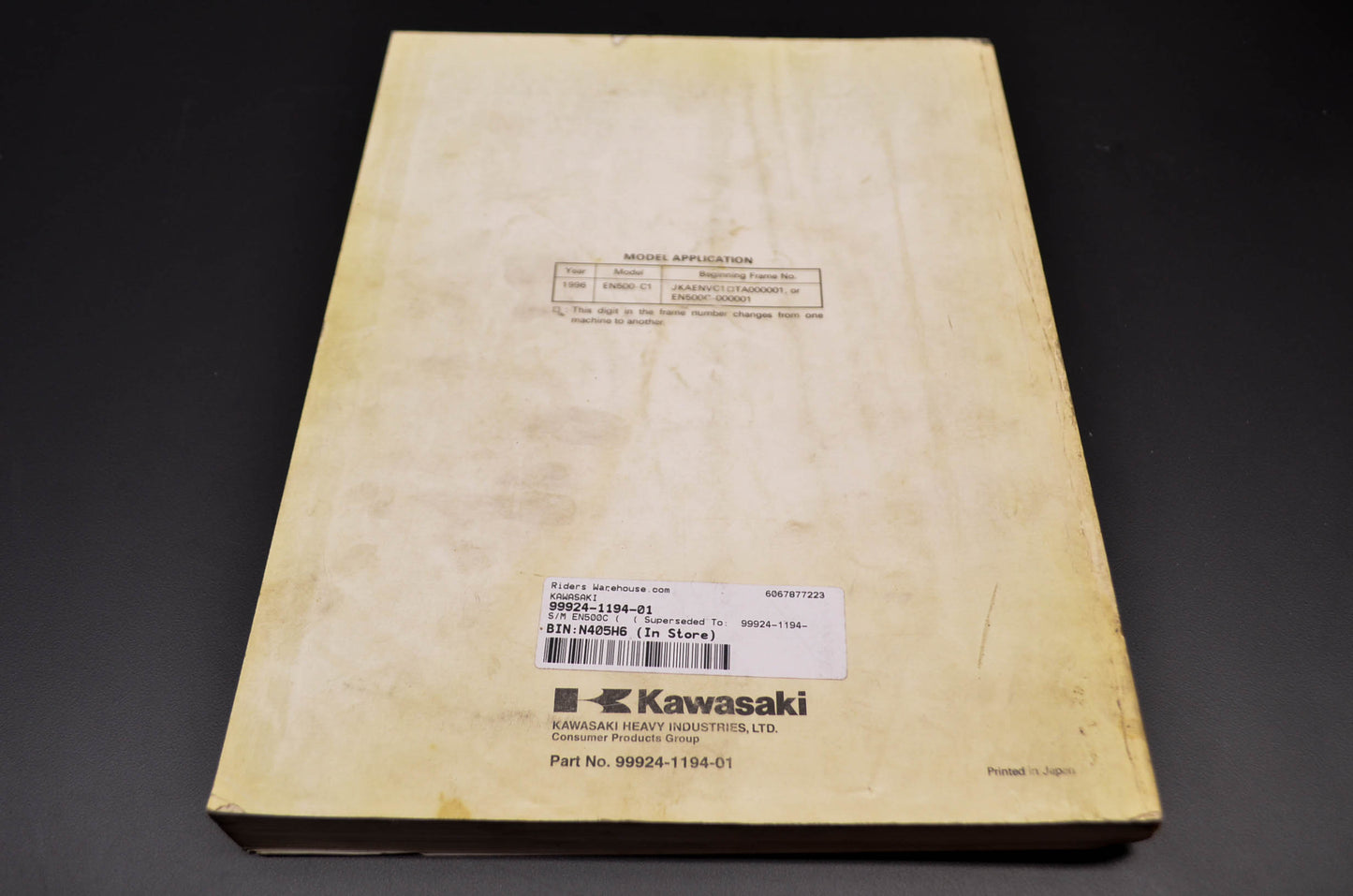 OEM Kawasaki 99924-1194-01 Service Manual EN500-C