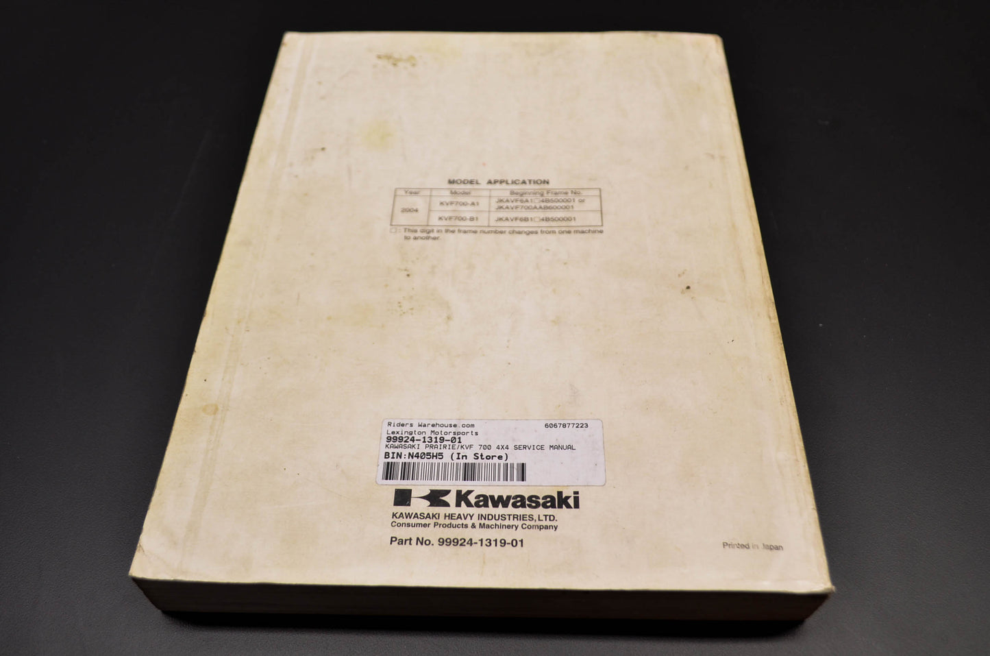 OEM Kawasaki 99924-1319-01 04 Prairie KVF 700 4x4 Service Manual