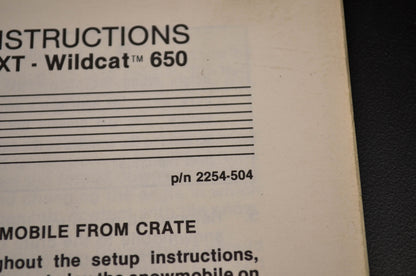 OEM Arctic Cat 2254-504 Setup & Predelivery Instructions