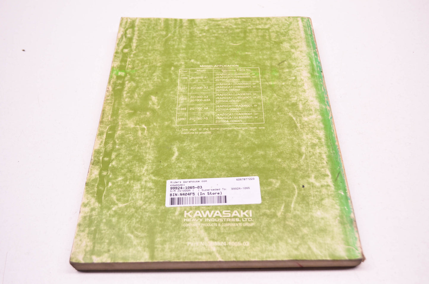 OEM Kawasaki 99924-1065-03 Service Manual ZG1000A