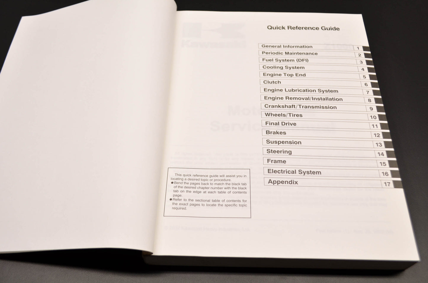 OEM Kawasaki 99924-1310-01 Service Manual ZR1000A