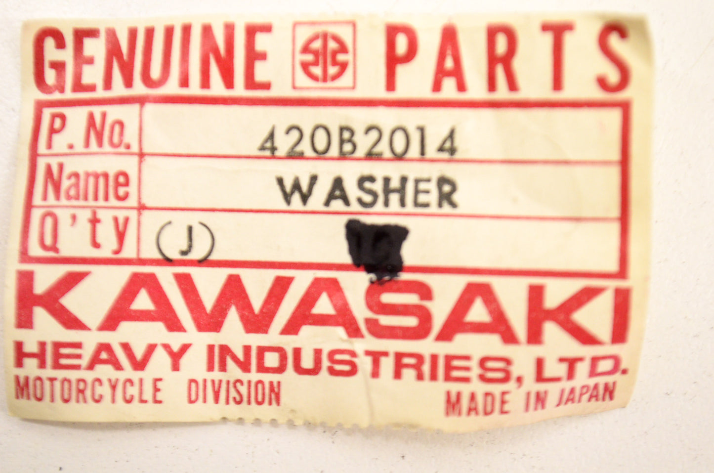 OEM Kawasaki 420B2014 Lock Washer 20MM NOS