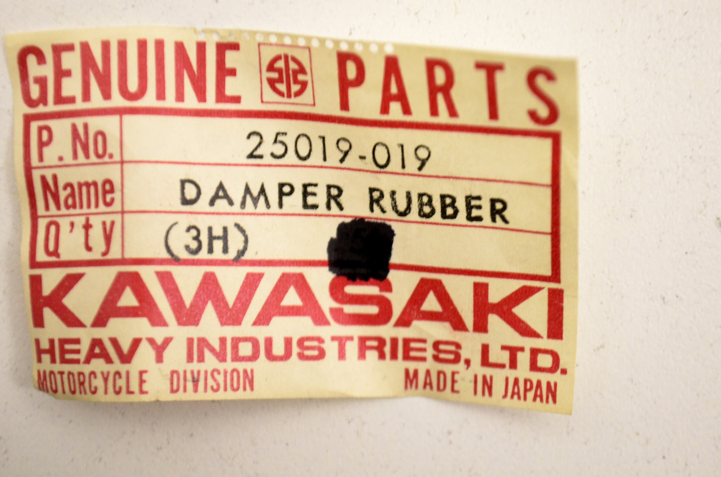 OEM Kawasaki 25019-019 Rubber Meter Damper