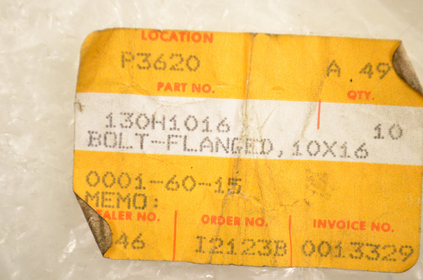 OEM Kawasaki 130H1016 Flanged Bolt 10X16 Qty 2 NOS
