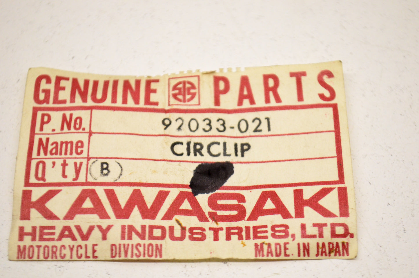 OEM Kawasaki 92033-021 Circlip NOS