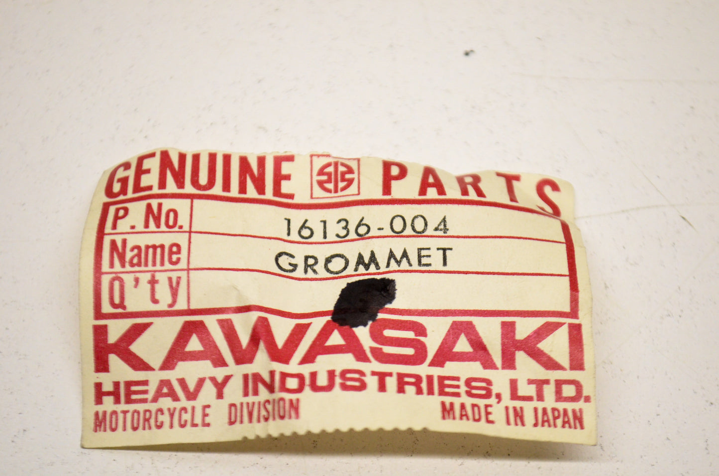 OEM Kawasaki 16136-004 Overflow Pipe Grommet NOS