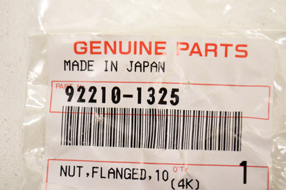 OEM Kawasaki 92210-1325 Flanged Nut 10mm Qty 4 NOS