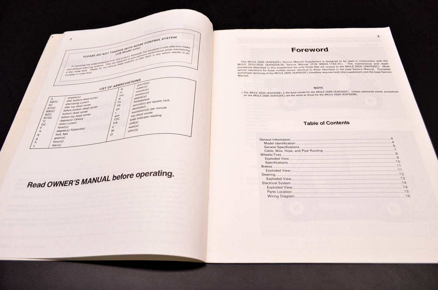 OEM Kawasaki 99924-1169-51 Service Manual Supplement KAF620C