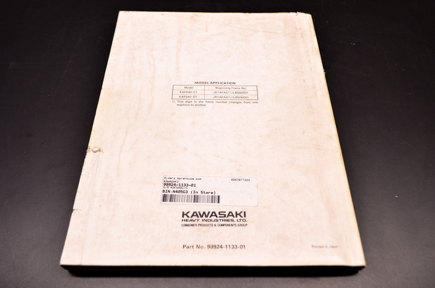 OEM Kawasaki 99924-1133-01 Service Manual KAF540C/D