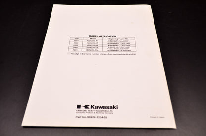 OEM Kawasaki 99924-1204-55 Service Manual Supplement KDX220A NOS