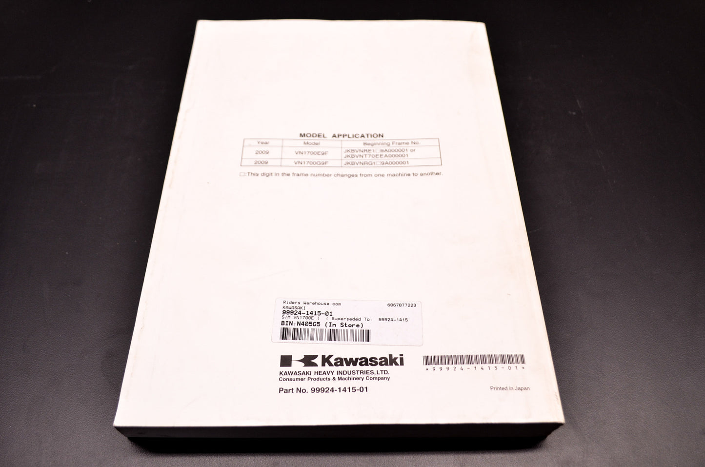OEM Kawasaki 99924-1415-01 Service Manual VN1700E