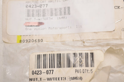 OEM Arctic Cat 0423-077 T Nut with Teeth 6mm Qty 2 NOS