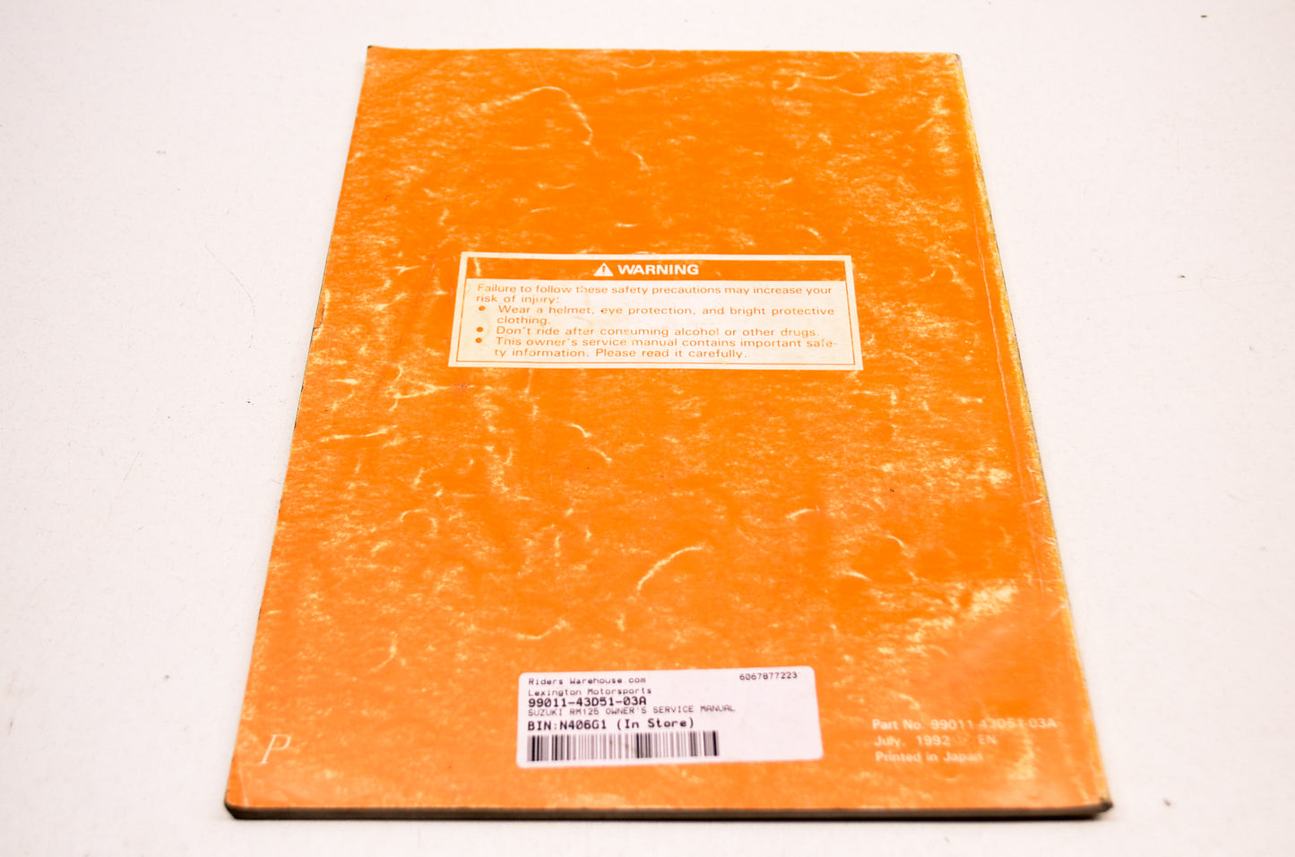 OEM Suzuki 99011-43D51-03A RM125 Owner's Service Manual