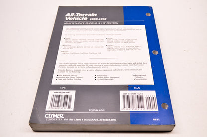 Clymer ATV2-1, 9780872885141 88-92 ATV Maintenance Manual 1st Edition Volume 2 N