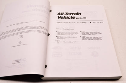 Clymer ATV2-1, 9780872885141 88-92 ATV Maintenance Manual 1st Edition Volume 2 N