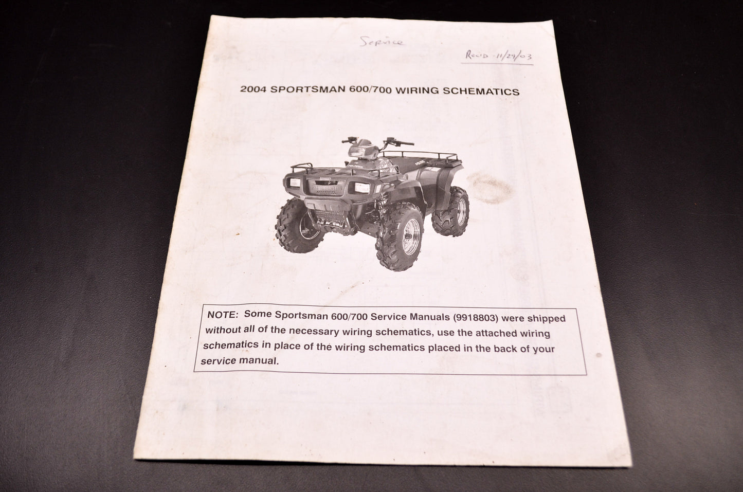 OEM Polaris 9918803 Service Manual 04 Sportsman 600/700