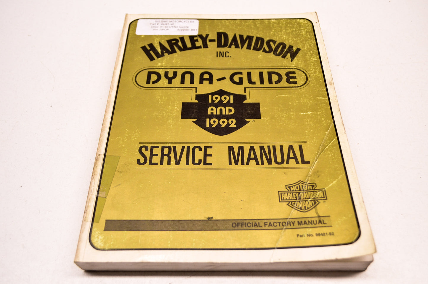 Harley Davidson 91-92 Dyna Glide Service Manual