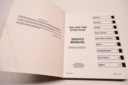 Harley Davidson 91-92 Dyna Glide Service Manual