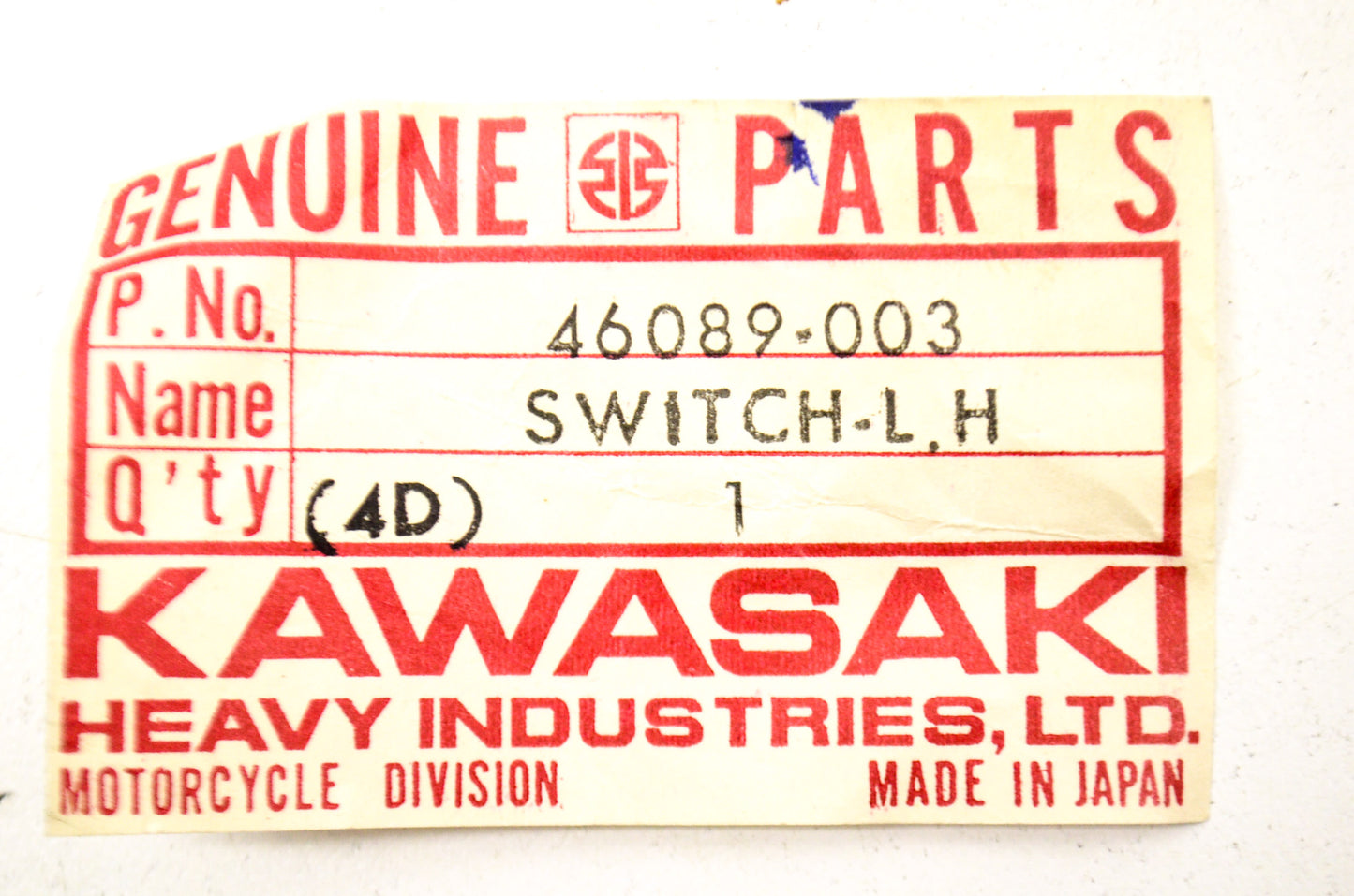 OEM Kawasaki 46089-003 Left Hand Switch Kit NOS