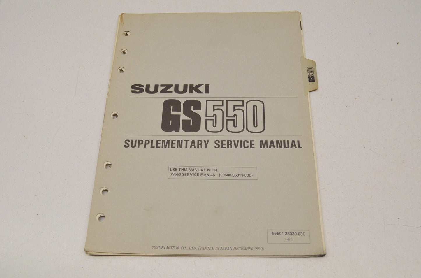 OEM Suzuki 99501-35030-03E GS550 Supplementary Service Manual GS550