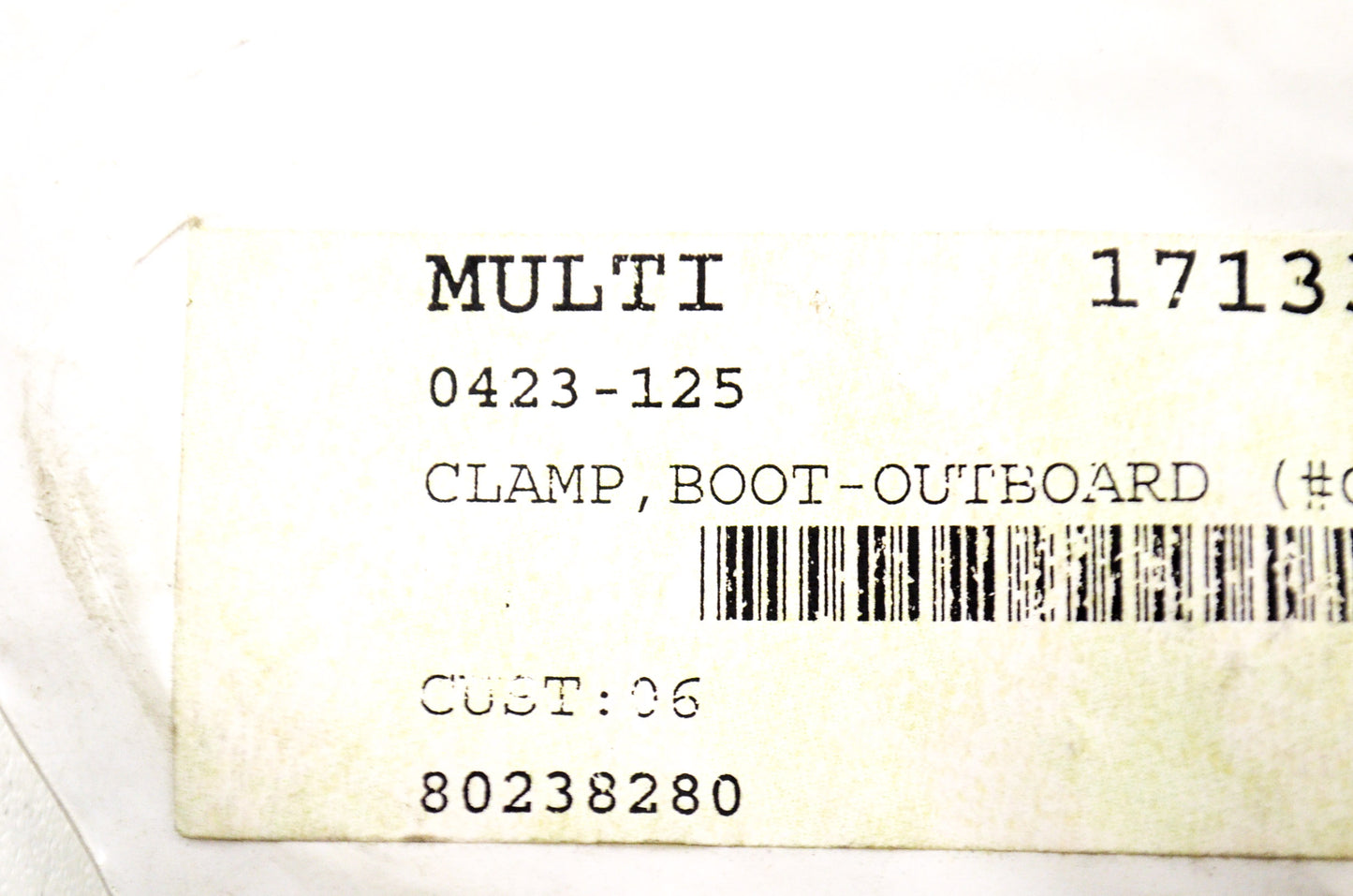 OEM Arctic Cat 0423-125 Outboard Boot Clamp NOS
