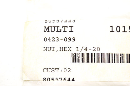 OEM Arctic Cat 0423-099 Hex Nut 1/4-20 Qty 6 NOS