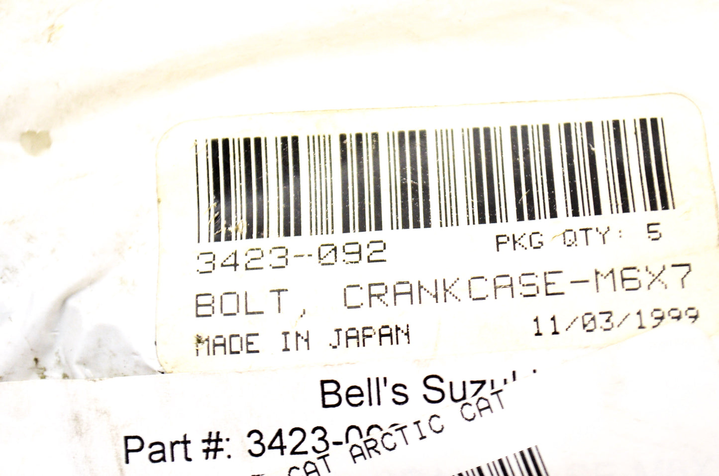 OEM Arctic Cat 3423-092 Crank Bolt M6x70 NOS