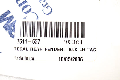 OEM Arctic Cat 7611-637 Rear Fender Decal NOS