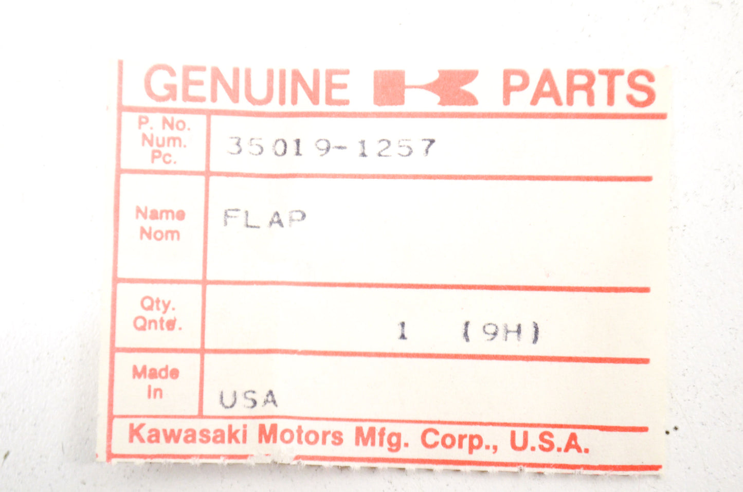 OEM Kawasaki 35019-1257 Right Hand Rear Lower Flap NOS
