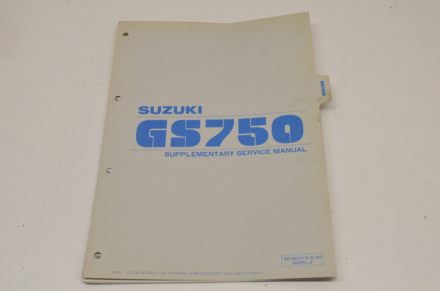 OEM Suzuki SR-8010, SR-8010E-03 SUPPL-2 GS750 Supplementary Service Manual GS750