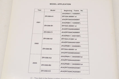 OEM Kawasaki 99924-1266-04 Service Manual ZR1200A