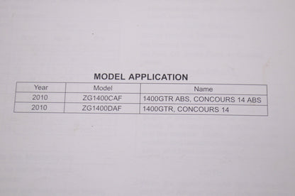 OEM Kawasaki 99931-1513-01 Assembly & Preparation Manual ZG1400C