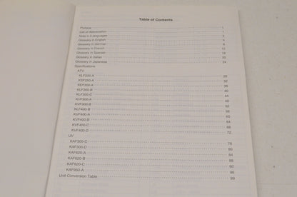 OEM Kawasaki Service Specifications Handbook 98-00