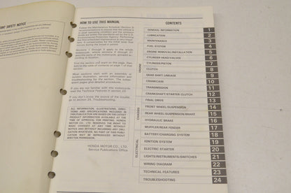 OEM Honda Shop Manual 84-86 CB700SC Nighthawk S