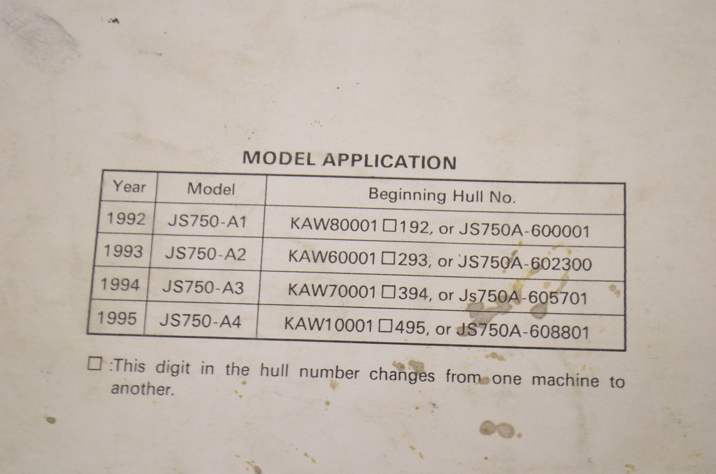 OEM Kawasaki 99924-1156-04 Service Manual JS750A/B