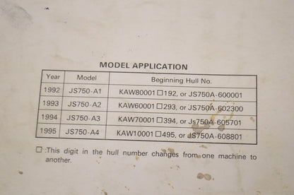 OEM Kawasaki 99924-1156-04 Service Manual JS750A/B