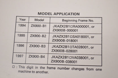 OEM Kawasaki 99924-1171-04 Service Manual ZX900B NOS