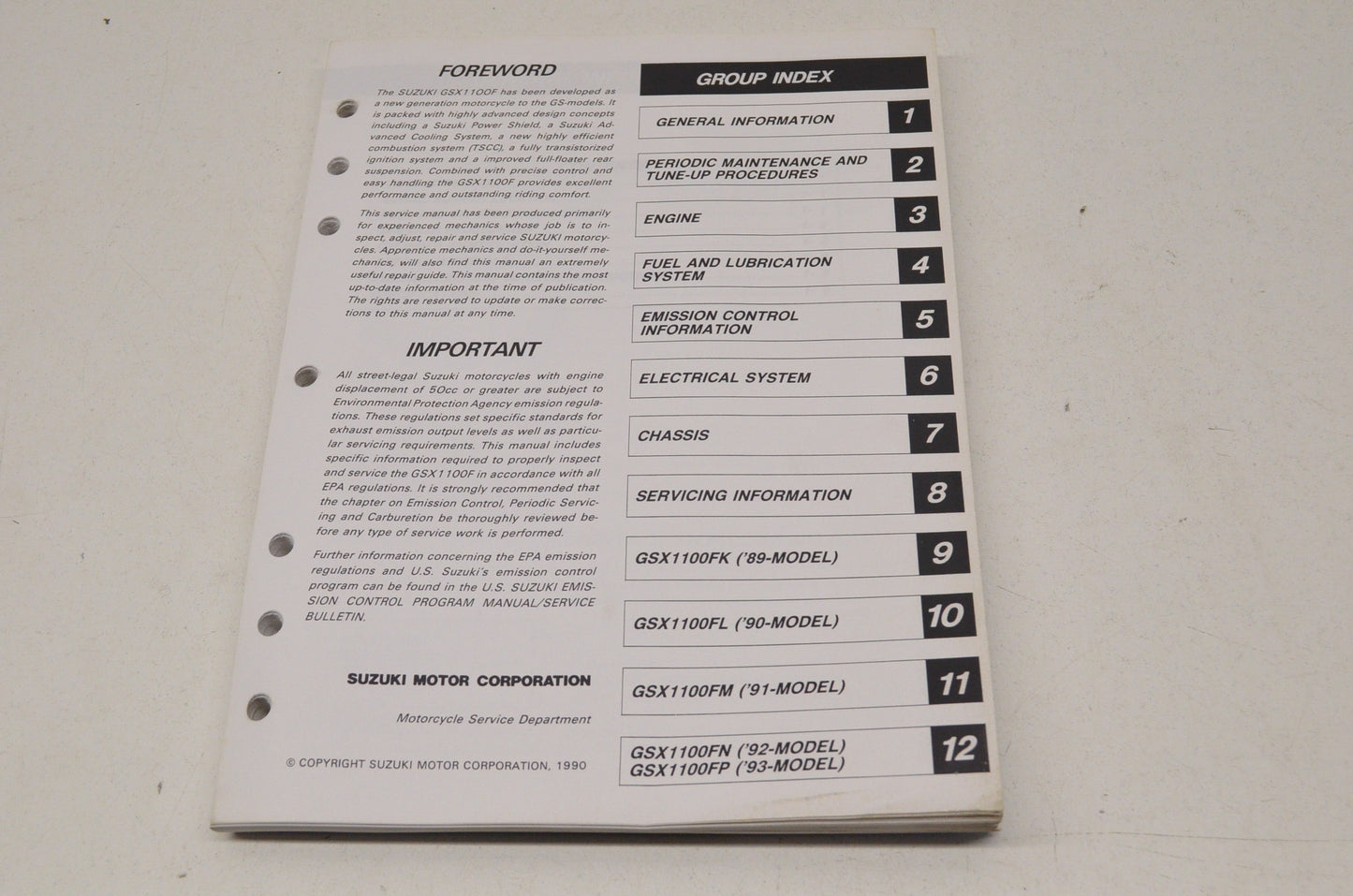 OEM Suzuki 99500-39085-03E GSX1100F Service Manual