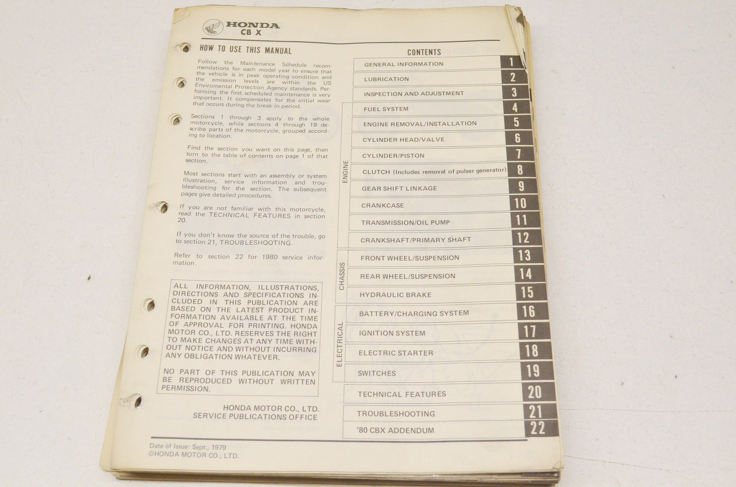OEM Honda Shop Manual 79-80 CBX