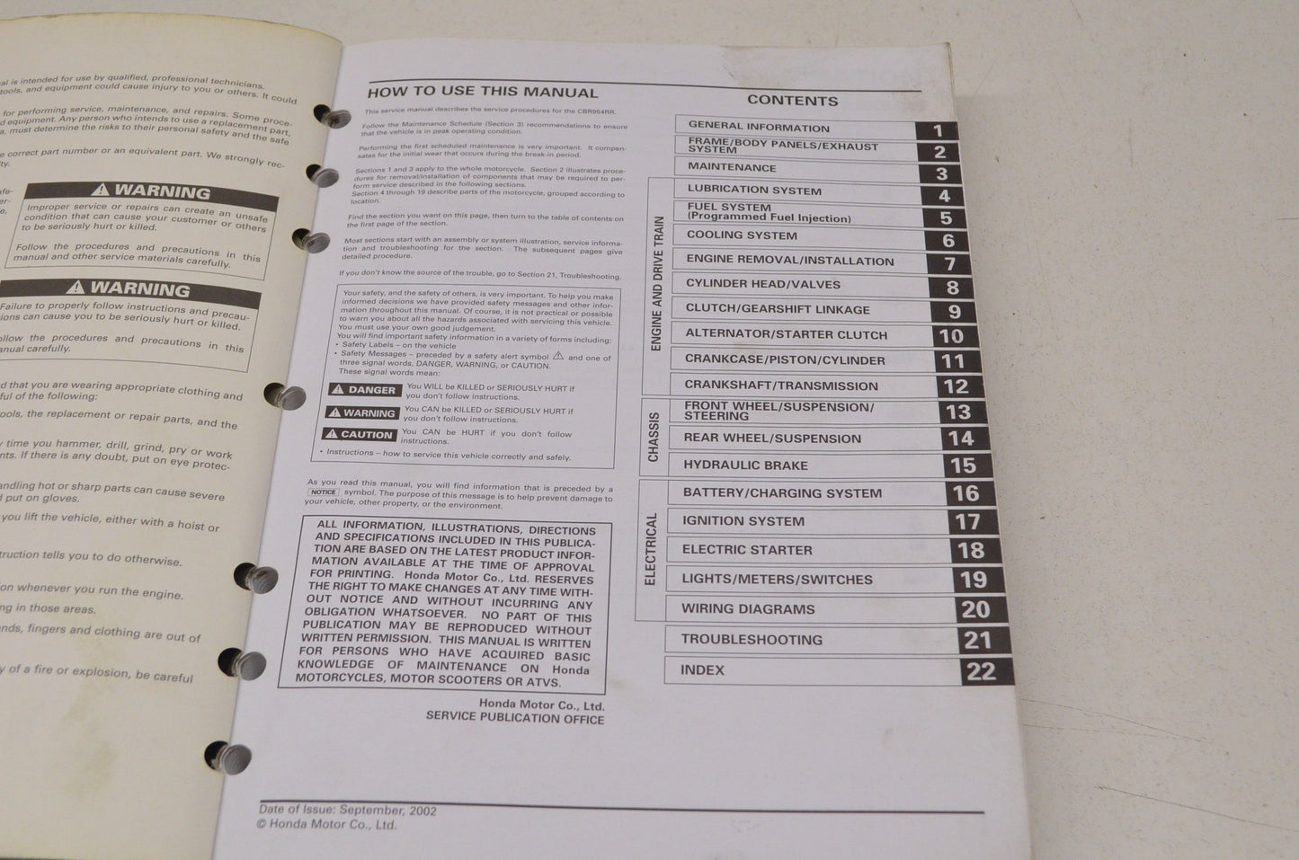 OEM Honda 61MCJ31 Service Manual CBR954RR 02-03