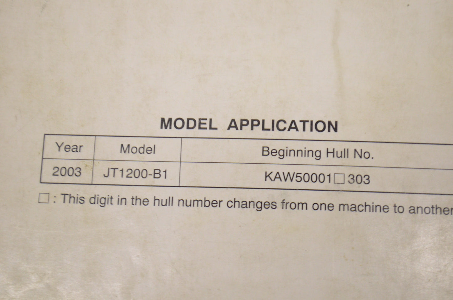 OEM Kawasaki 99924-1312-01 Service Manual JT1200B