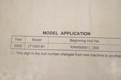 OEM Kawasaki 99924-1312-01 Service Manual JT1200B