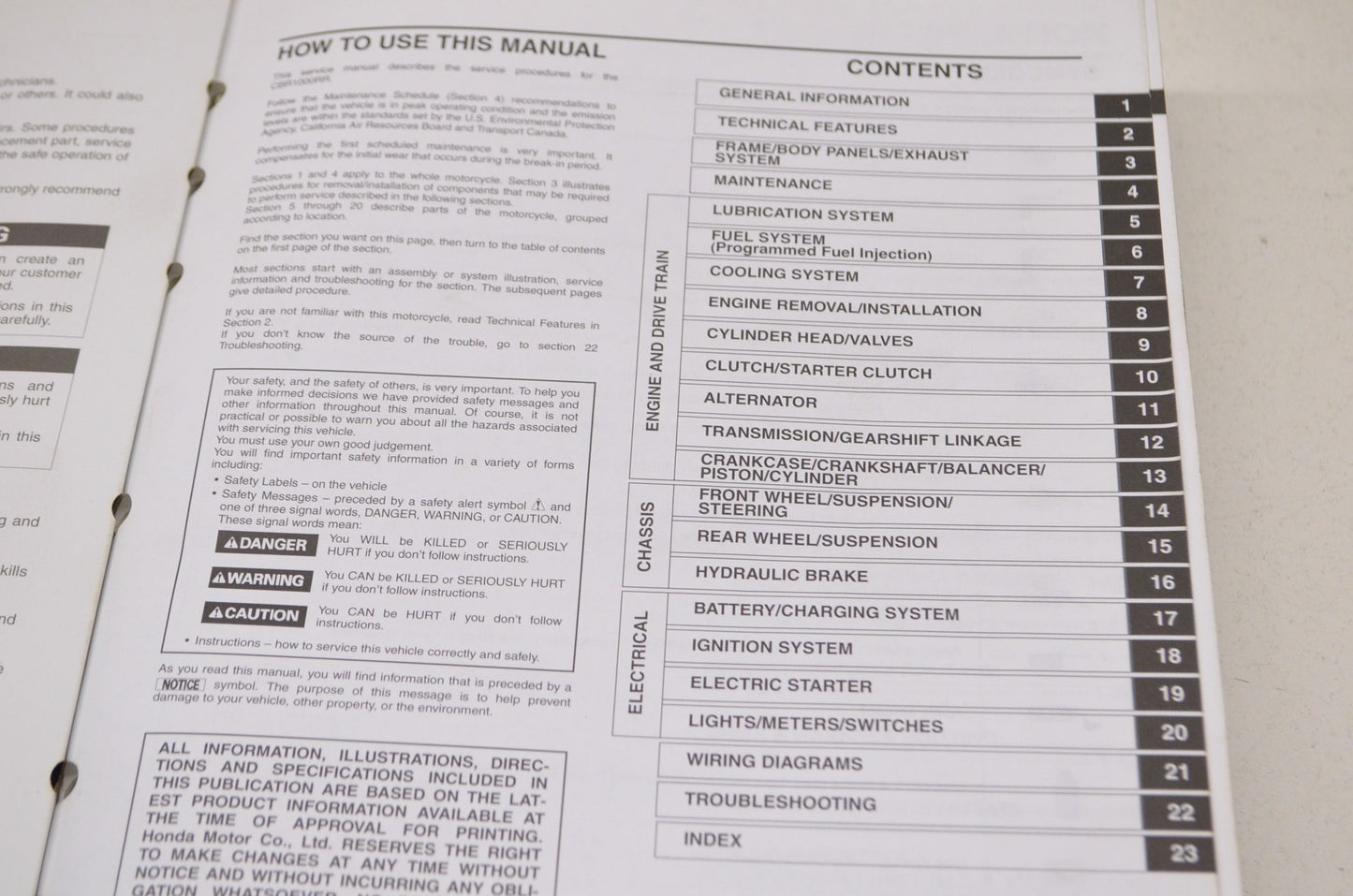 OEM Honda 61MEL03 Service Manual CBR1000RR 4-07
