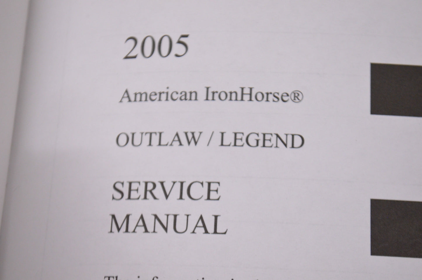 American Ironhorse Factory Service and Parts Manual 05
