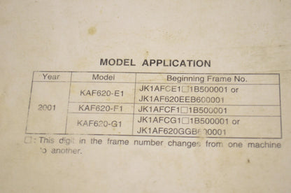 OEM Kawasaki 99924-1262-01 Service Manual KAF620E/F/G/H
