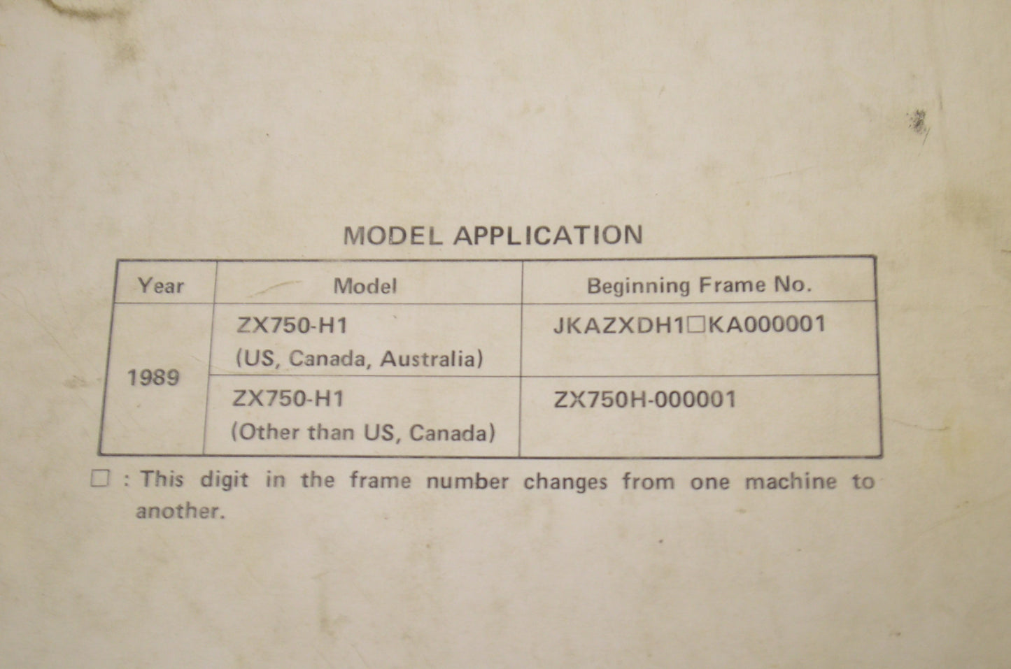 OEM Kawasaki 99924-1112-01 Service Manual ZX750H1