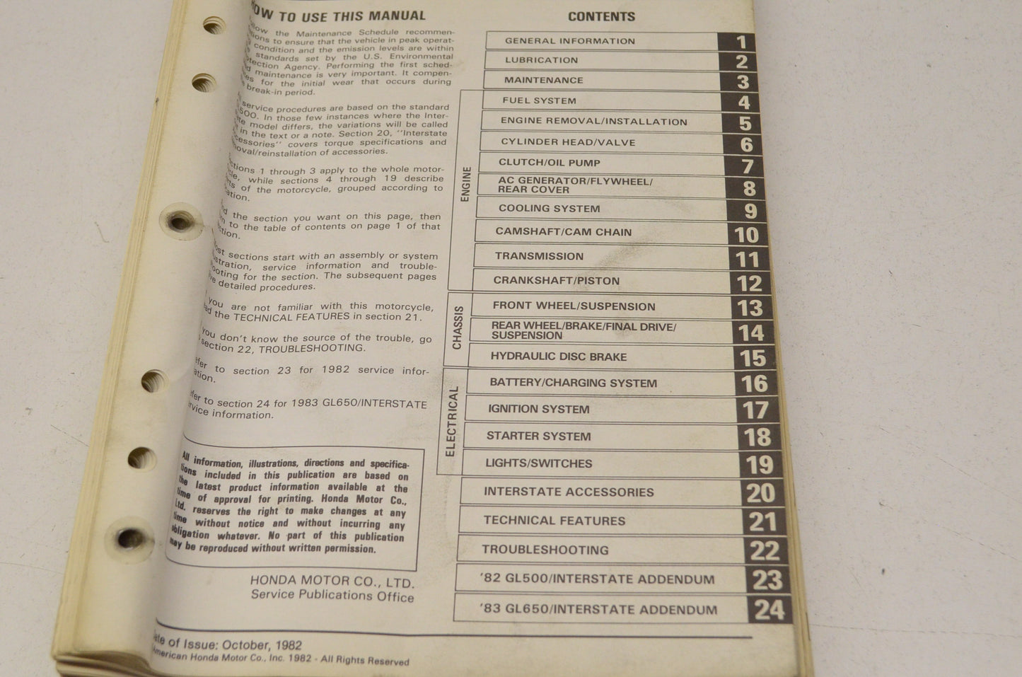 OEM Honda 61MA101 Service Manual 81/83 GL500
