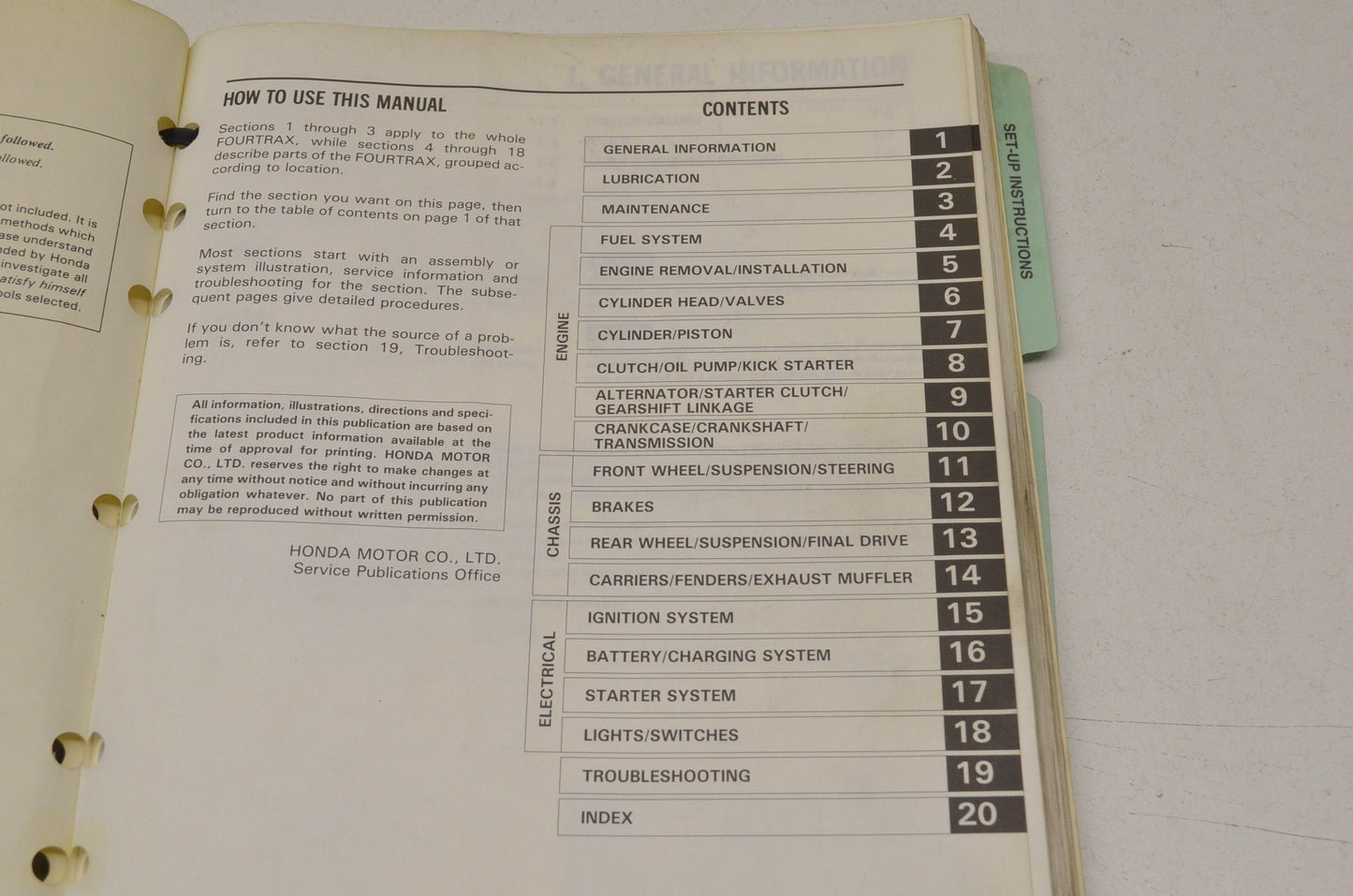 OEM Honda Service Manual 85-87 TRX 250 Fourtrax 250